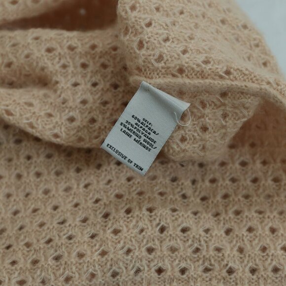 Tanya Taylor Blush Alpaca Wool Open Knit Sweater Cozy Minimalist Luxury (Size M) - Picture 3 of 9